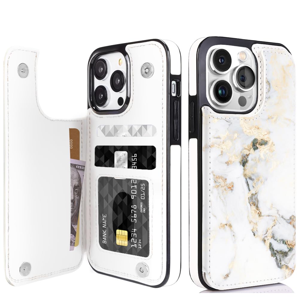 Premium RFID Blocking Leather Wallet Case for iPhone 13 Pro (6.1