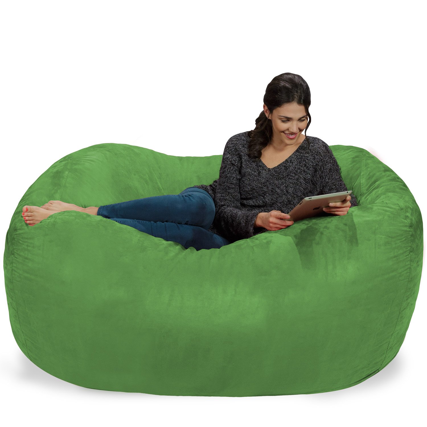 Chill Sack 6-Foot Memory Foam Bean Bag Chair - Extra Large Lounger with Soft Microfiber Cover (Lime Green) for Living Room, Game Room, Dorm & Relaxation Space