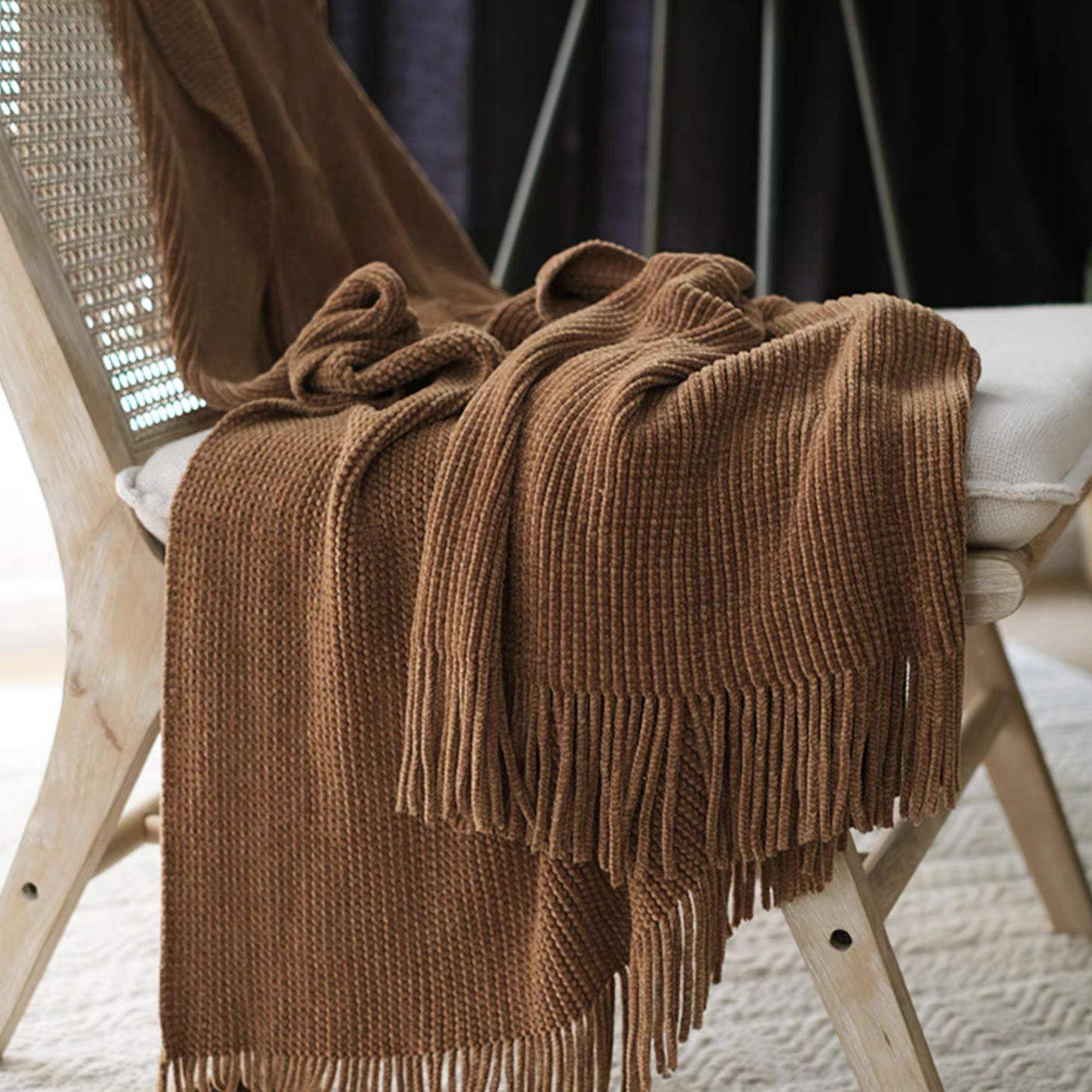 Soft Chenille Fringe Throw Blanket - Cozy & Luxurious Textured Blanket for Couch, Bed, Sofa - Perfect for Home Decor, Gifts & Winter Warmth