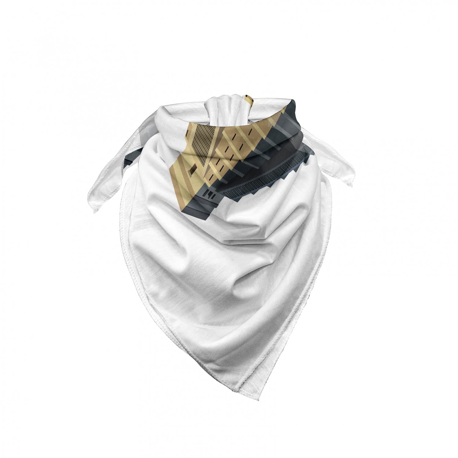 Ambesonne Unisex Bandana - Mayan Pyramid Design in Sand Brown & White | Soft & Breathable for Outdoor Activities, Hiking, and Fashion Accessories
