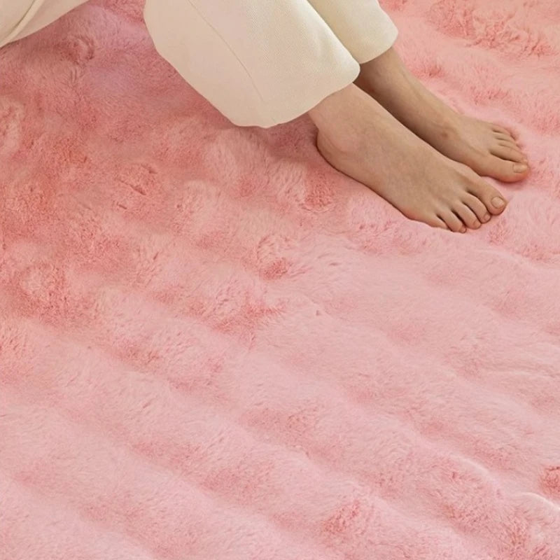 Soft Indie Plush Faux Rabbit Fur Area Rug - Minimalist Home Decor for Living Room, Bedroom & Nursery - Cozy & Stylish Floor Mat for Modern Spaces