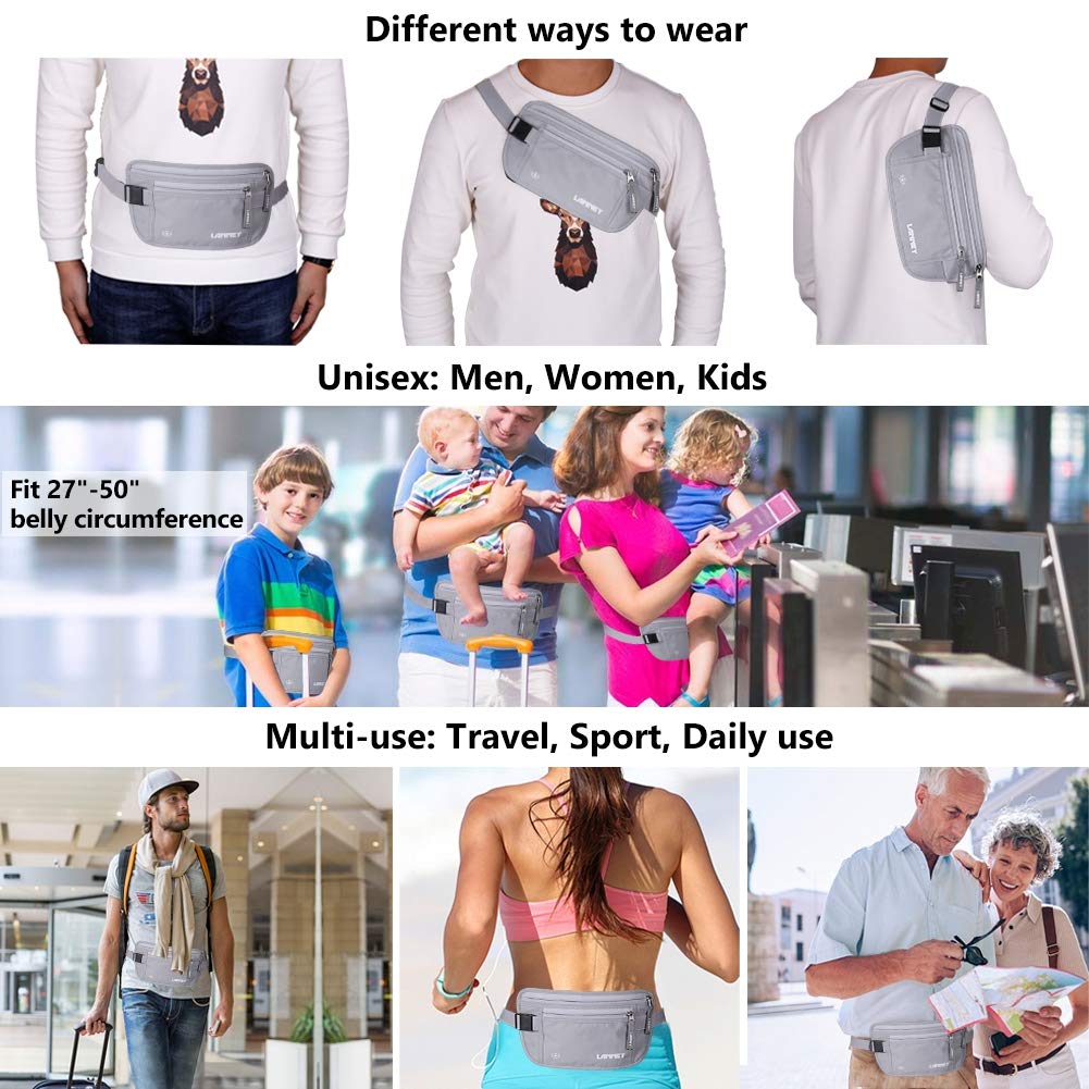 RFID Blocking Money Belt for Travel - Slim Hidden Wallet for Women & Men - Secure Cash & Cards for Hiking, Sightseeing & Vacations