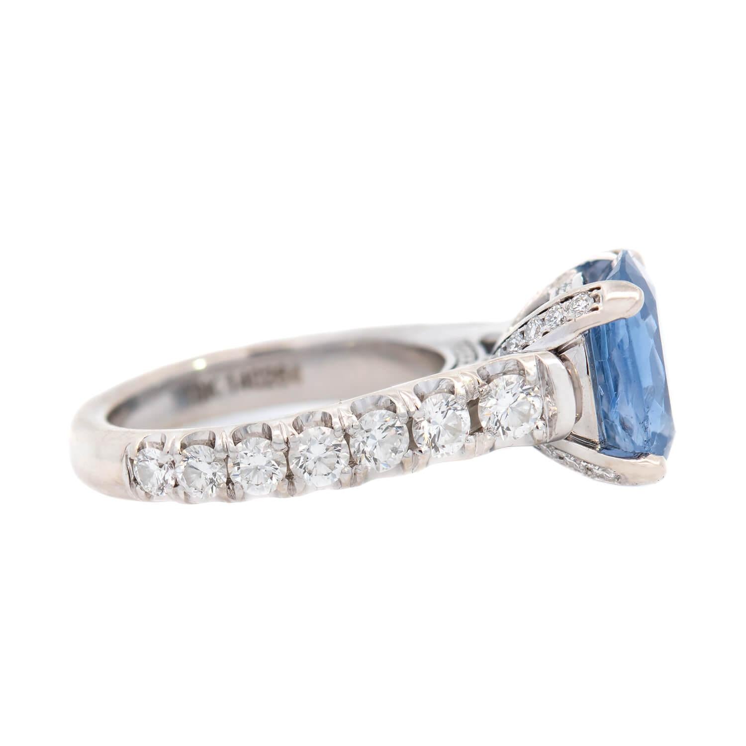 18K Gold GIA Certified Sapphire and Diamond Ring - 3.67ct Vintage Estate Jewelry for Women | Perfect for Engagement, Anniversary & Special Occasions