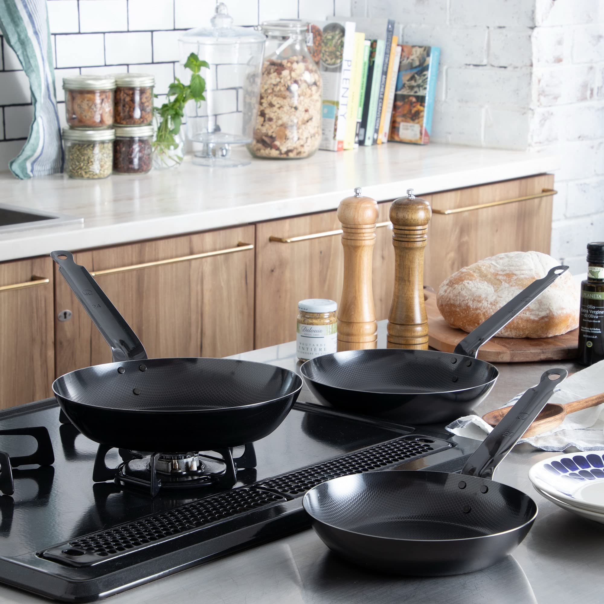 Endoshoji TKG 7.9 Inch Iron Frying Pan - Non-Stick, IH Compatible, Textured Embossed Surface for Less Oil & Better Cooking | Commercial Grade Japanese Skillet for Home & Restaurant Use - Perfect for Searing, Frying & Stir-Frying