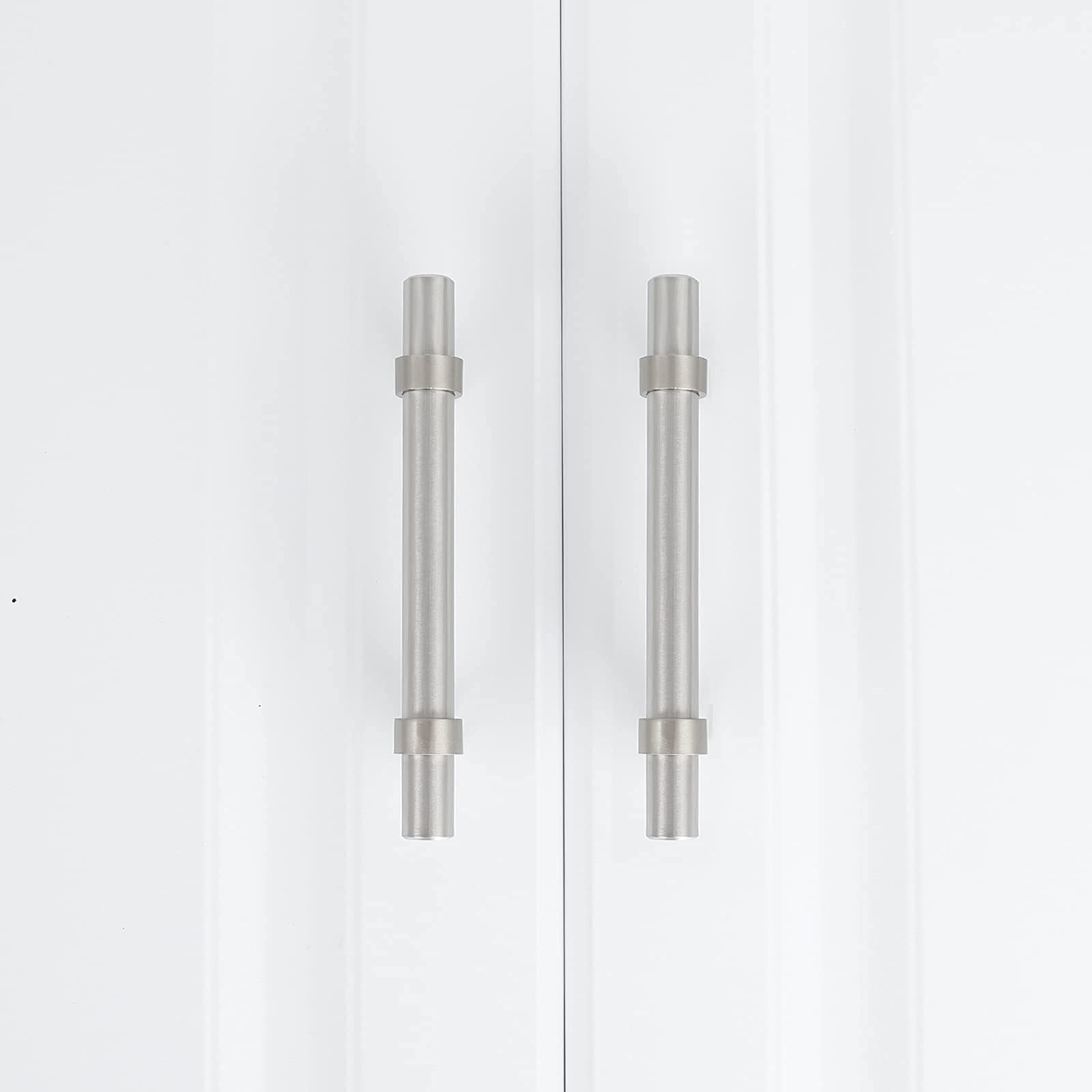 10 Pack 3 Inch Brushed Nickel Cabinet Pulls - Satin Nickel Kitchen Drawer Handles - Stainless Steel Dresser Hardware for Cabinets, Drawers & Furniture (Modern Home & Office Upgrade)