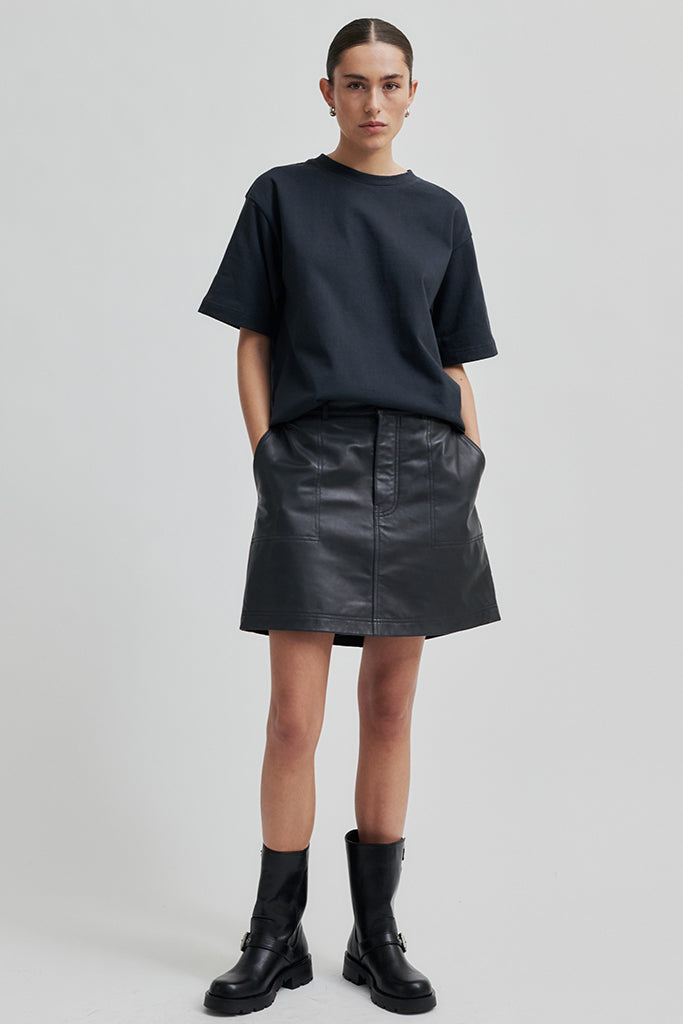 Women's Letho Leather Mini Skirt in Volcanic Ash - Stylish Short Skirt for Night Out, Party & Date Night
