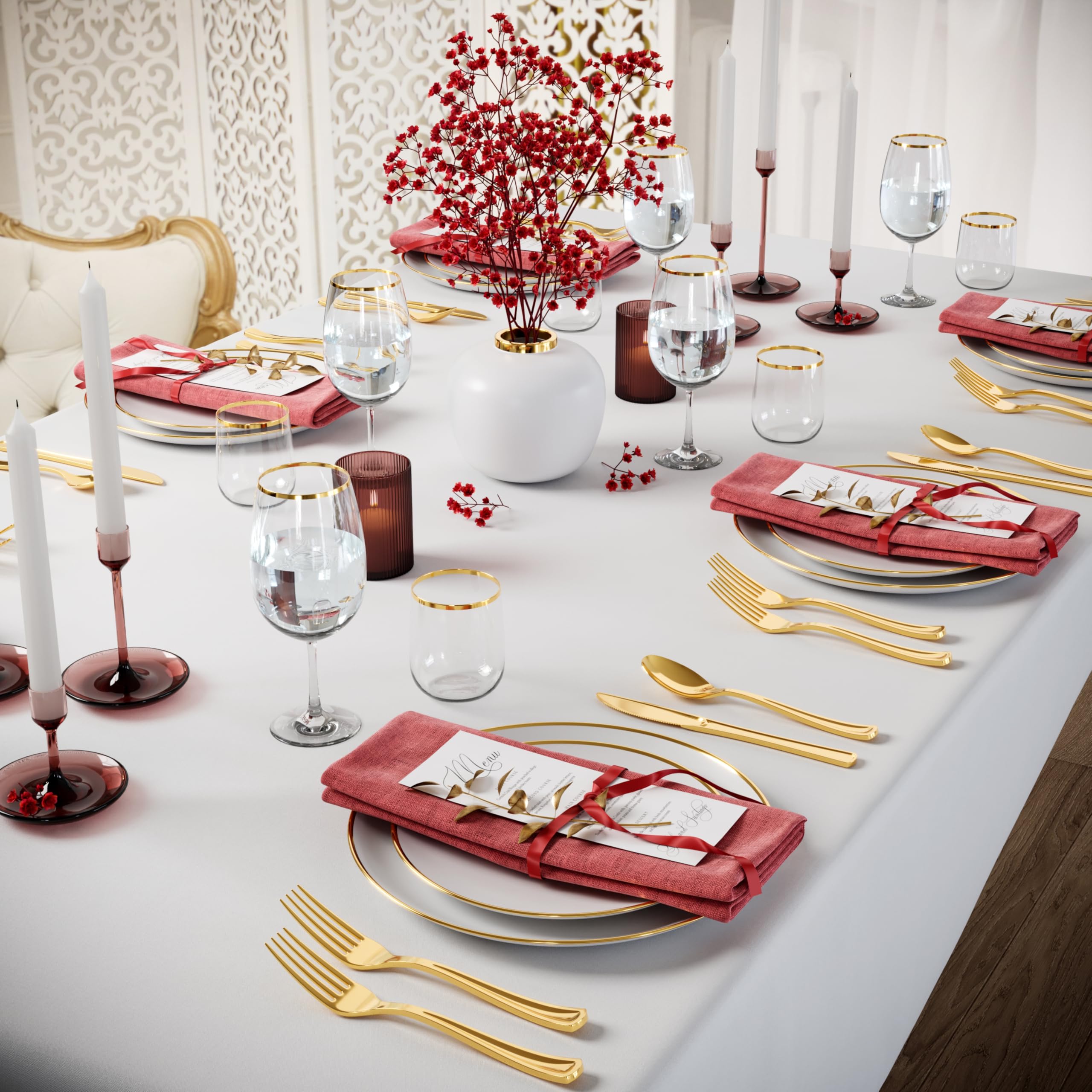 160-Pack Heavy Duty Gold Plastic Forks - Premium Disposable Silverware for Catering, Parties, Weddings, BBQs & Outdoor Events - Elegant & Durable Cutlery for Any Occasion