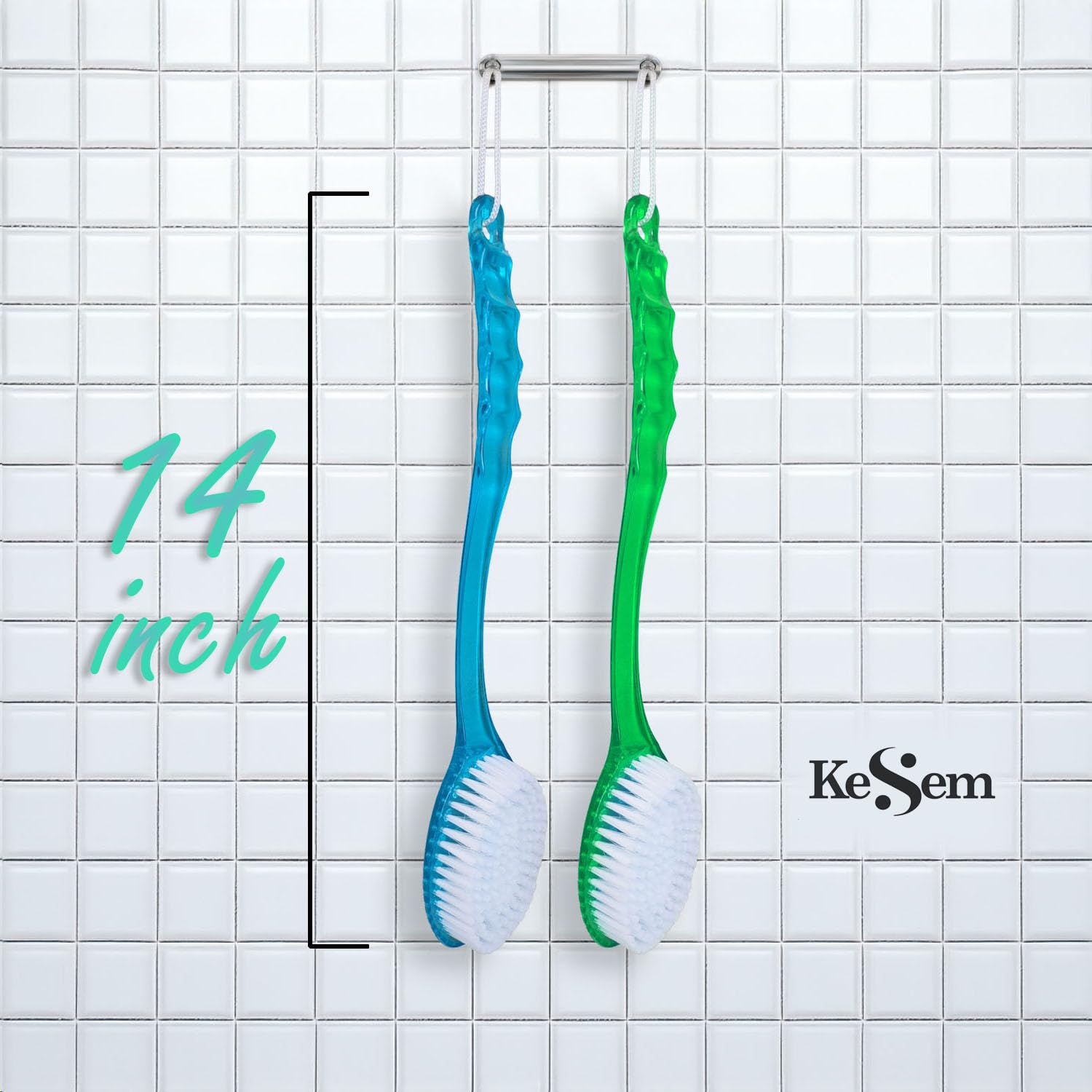 2 Pack Back Scrubber Shower Brush with 14 Inch Long Handle - Soft Bristles Body Exfoliator for Men & Women - Perfect for Wet/Dry Bath Skin Care & Spa Relaxation at Home
