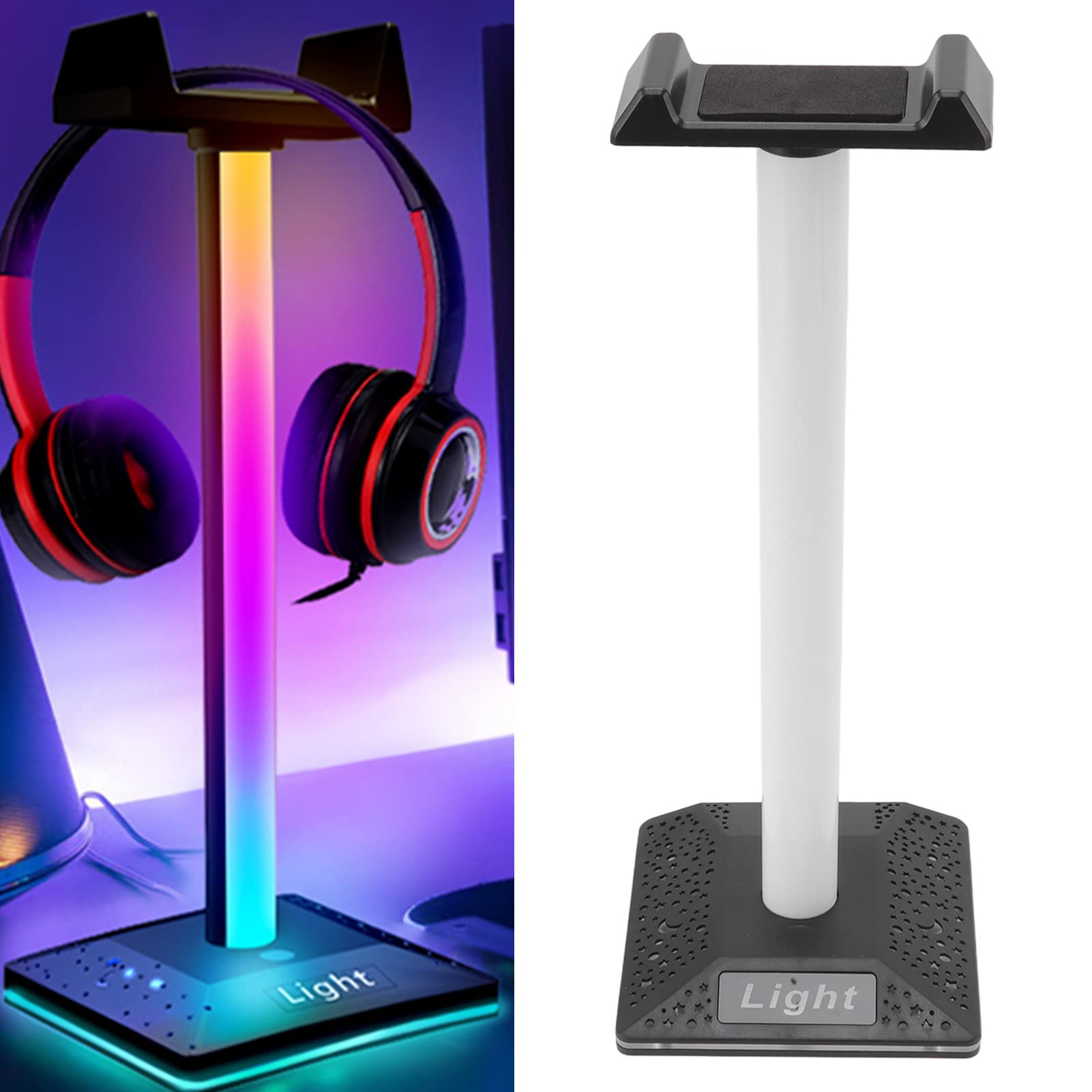 RGB Gaming Headset Stand with 11 Lighting Modes | USB Type-C LED Headphone Holder | Desktop Organizer for Gamers & Streamers | Perfect for Gaming Setup & Home Office Decor