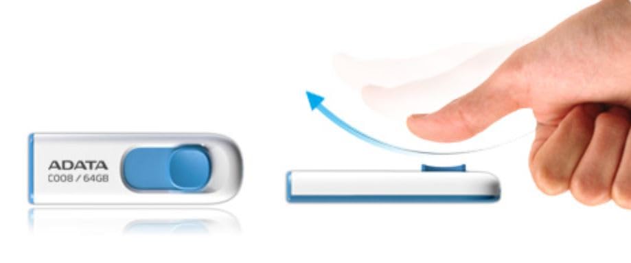 ADATA 64GB USB 2.0 Flash Drive - Blue & White for PC/Mac/Linux