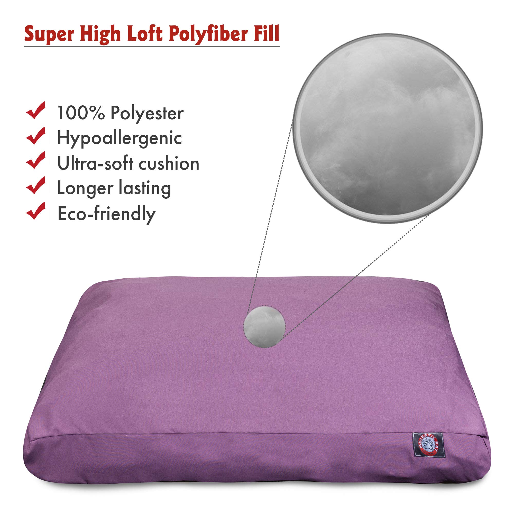 Majestic Pet Solid Lilac X-Large Rectangle Dog Bed - Soft Plush Orthopedic Support for Large Dogs, Perfect for Bedrooms, Living Rooms & Pet-Friendly Spaces
