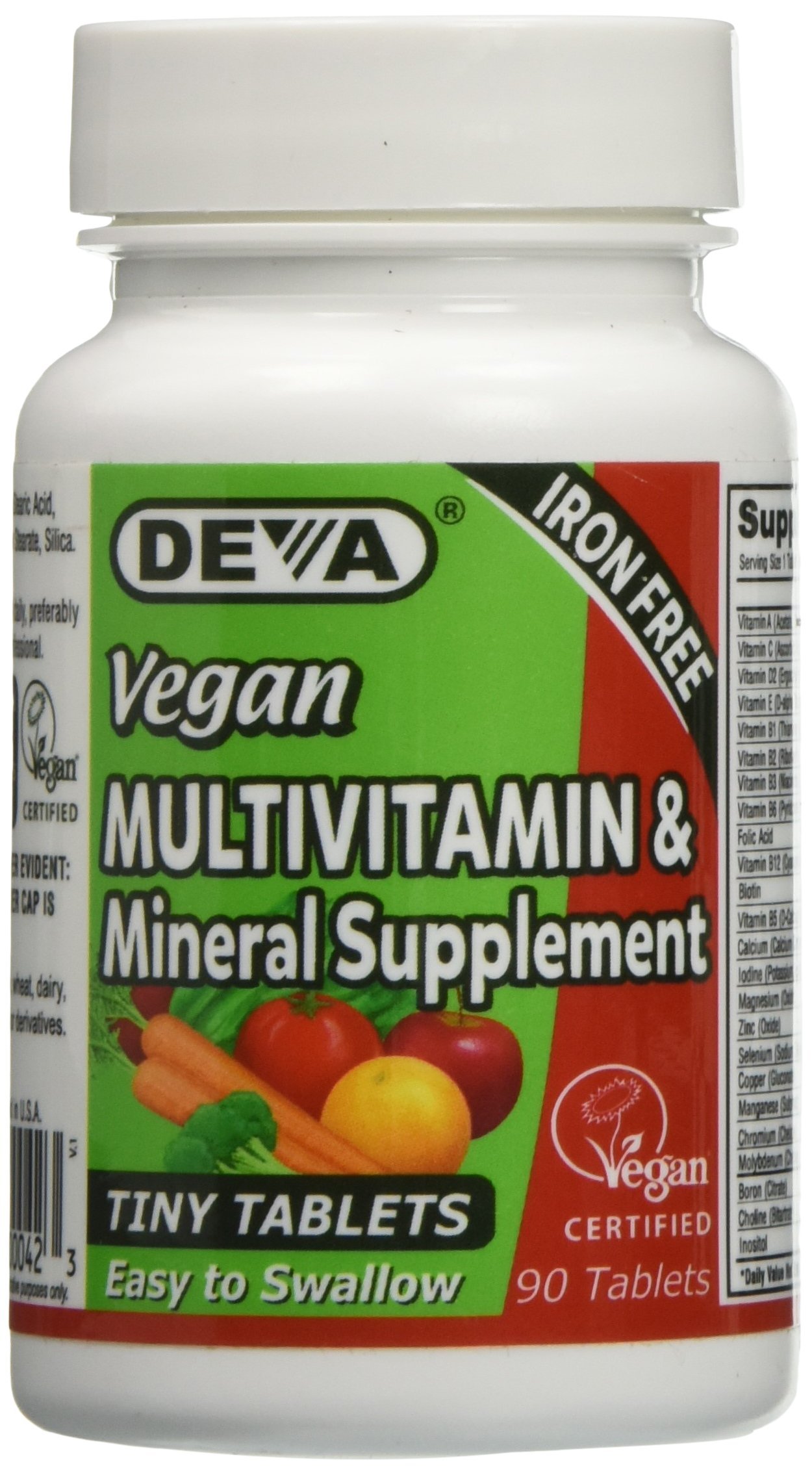 Deva Nutrition Vegan Tiny Iron-Free Multivitamin Tablets - 90 Count for Women & Men - Daily Essential Vitamins for Energy, Immunity & Overall Health - Perfect for Vegan Lifestyle & Active Adults
