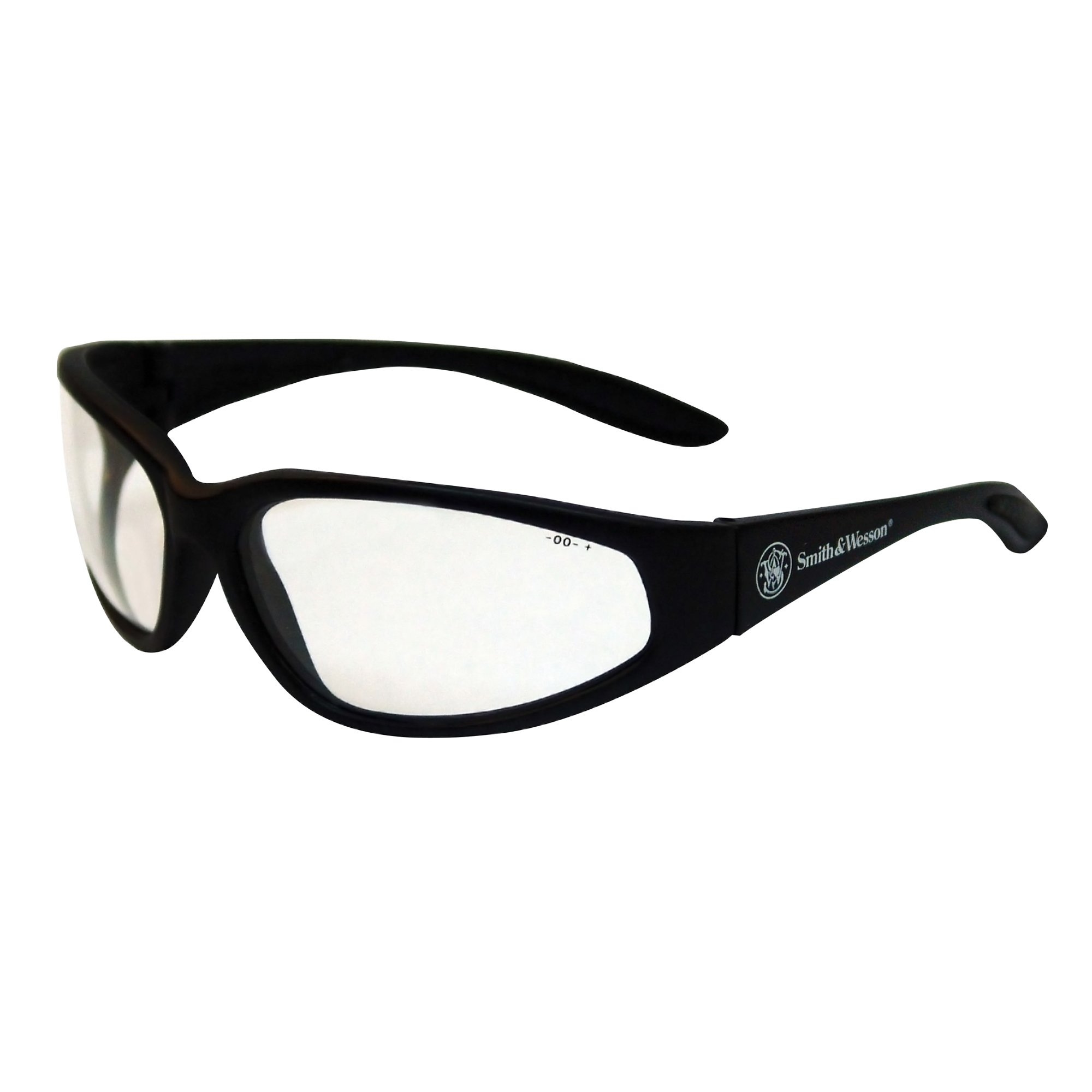 KLEENGUARD Smith & Wesson Safety Glasses (19856) - Clear Lens, Black Frame - 38 Special Protective Eyewear - 12 Pairs/Case - Ideal for Construction, Shooting Range & Industrial Work Safety