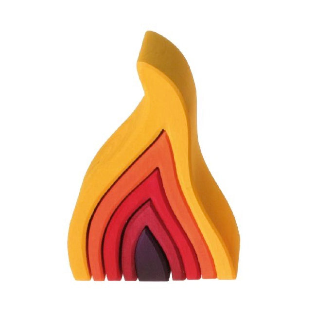 Grimm's Medium Fire Yellow Red 5-Piece Wooden Toy Set – Perfect for Montessori Learning, Sensory Play & Kids' Imaginative Activities