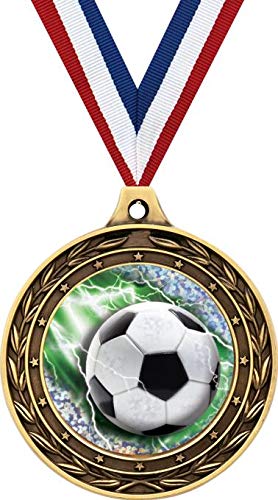3 Inch Gold Soccer Duo Medal - Youth Soccer Awards, Kids Soccer Trophy Medals for Tournaments & Competitions - Perfect for Prizes, Trophies, and Sports Events