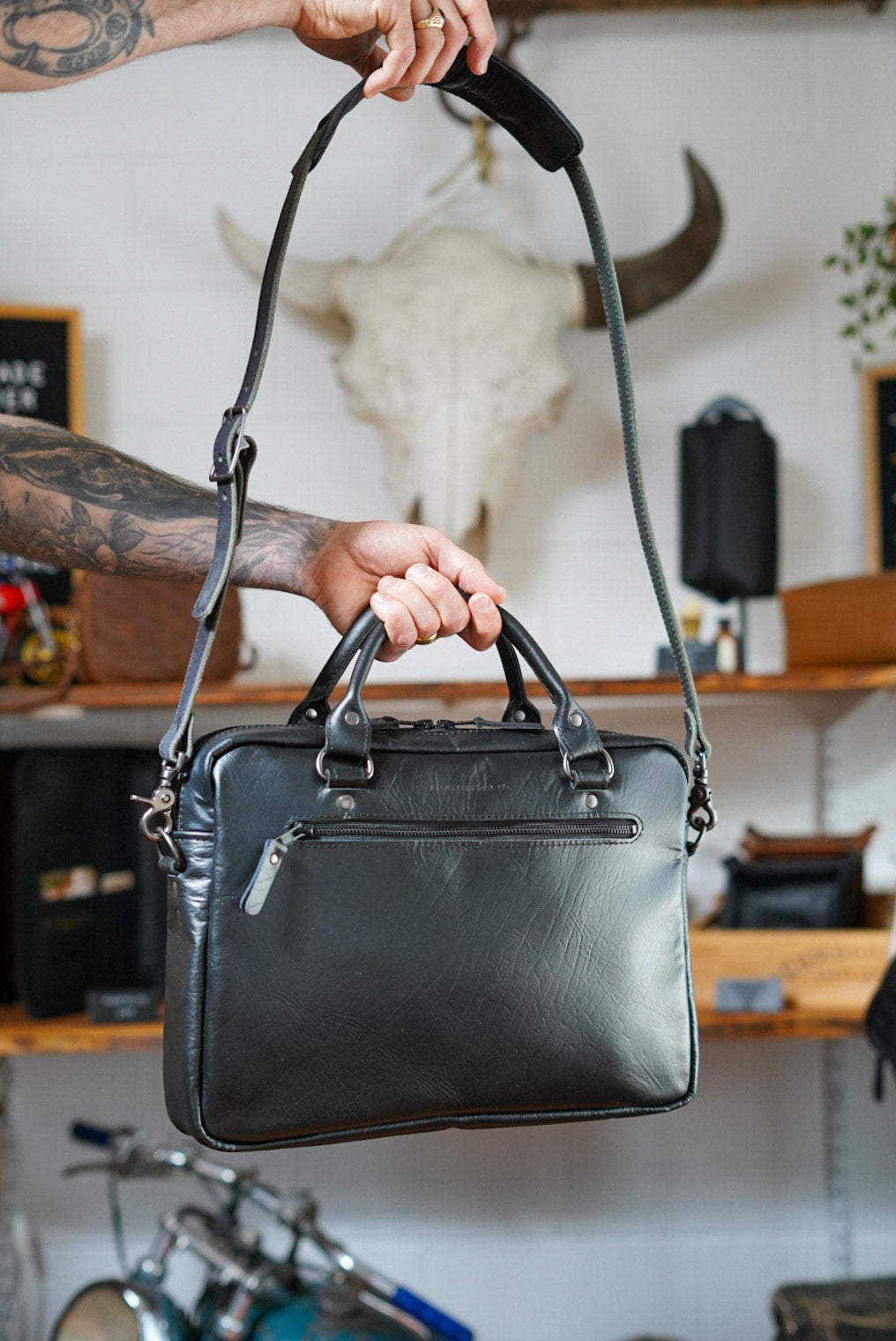 Premium Steerhide Black Work Bag - Durable & Stylish Essential for Professionals | Perfect for Office, Commuting & Business Travel