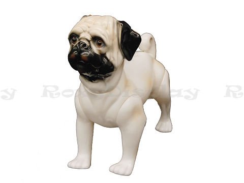 MD-DOG04 ROXY DISPLAY® Realistic Small Dog Mannequin - Cute White Pug Plastic Display Model for Pet Store, Photography & Window Decoration