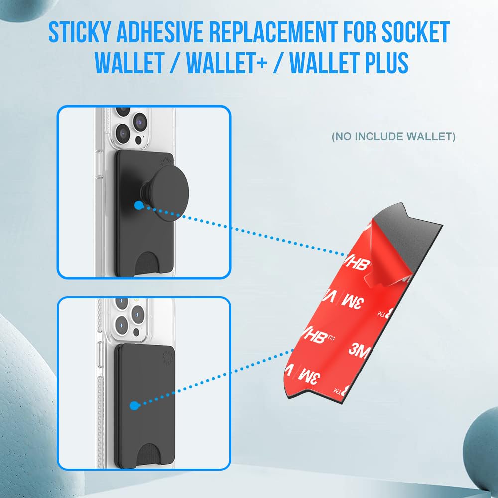 10pcs 3M VHB Double-Sided High Stickiness Adhesive Strips for Pops Wallet+ & Wallet Plus - Replacement Sticky Pads for Phone Wallet Card Holders - Perfect for Securing Wallet Cases to Phones & Cards