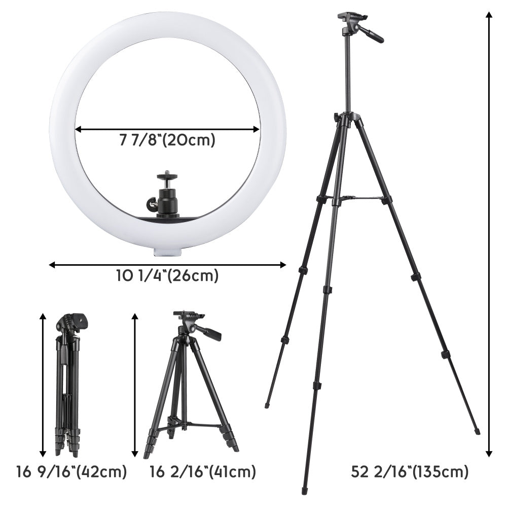 10-inch LED Ring Light with Tripod Stand Kit - Professional Lighting for YouTube Videos, TikTok Live Streaming, Photography & Makeup Application
