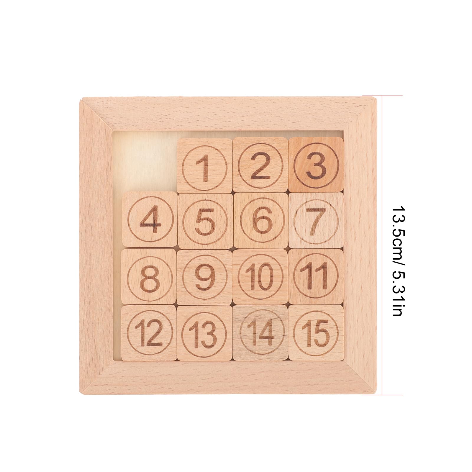 Wooden Number Slide Puzzle - 15 Piece Brain Teaser Game for Kids | Educational Math Learning Toy for Boys & Girls | Perfect for Classroom, Travel & Family Game Night