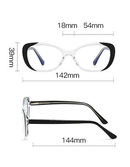 CCspace Women's Full Rim Small Oval Polycarbonate Eyeglasses Frame 301422 - Lightweight & Durable for Work, Reading & Everyday Use