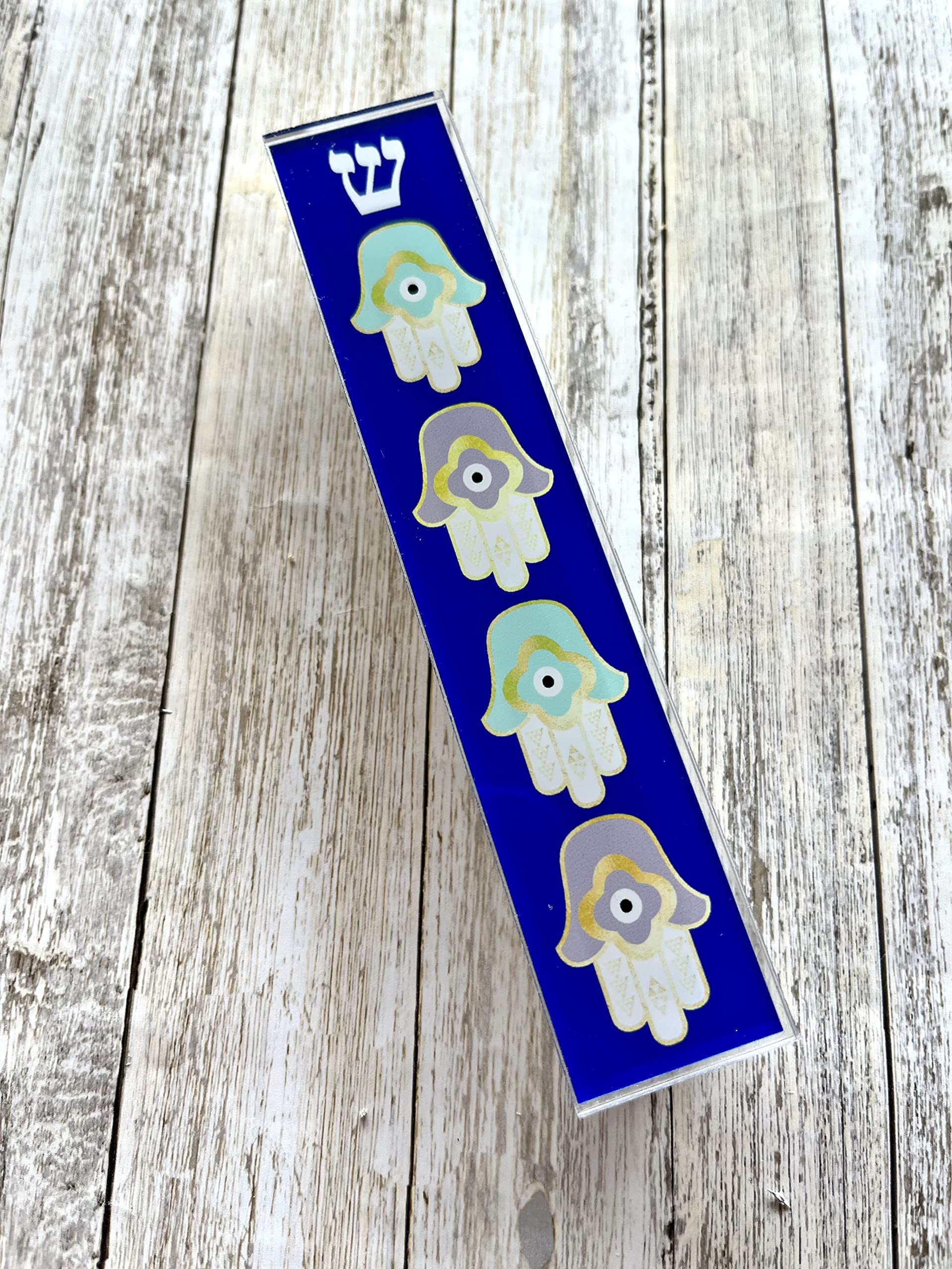 Hamsa Mezuzah with Evil Eye Protection - Acrylic & Aluminum Waterproof Jewish Scroll Case - Perfect for Housewarming, Engagement & Jewish Gifts (Kosher Scroll Option Available) - Ideal for Home Blessings, Office Decor & Spiritual Protection