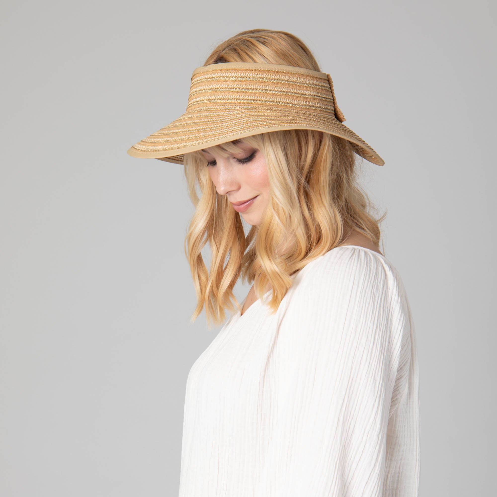 Stylish Women's Ultrabraid Packable Rollup Sun Visor with Bow - Perfect for Beach, Golf, Tennis & Outdoor Activities