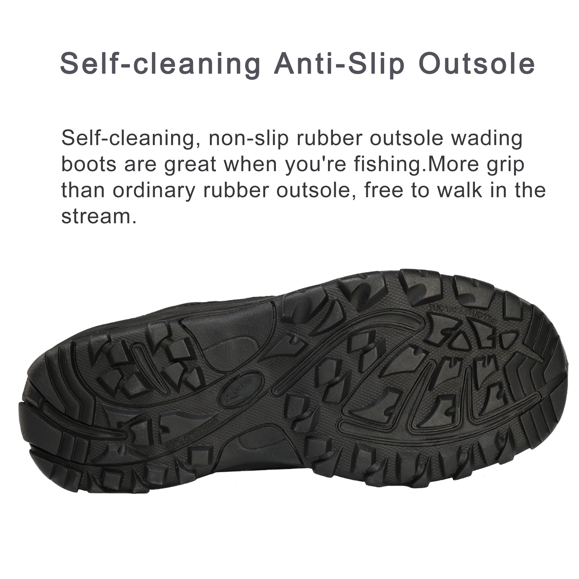 8-Pair Anti-Slip Wading Boots for Men & Women - Fishing Boots with Rotating Buckle Lacing System & Durable Rubber Sole - Perfect for Fly Fishing, Stream Wading & Outdoor Water Activities