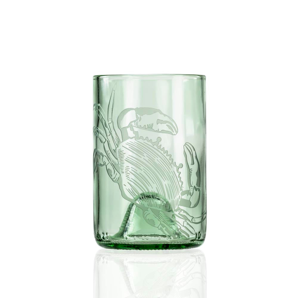 Upcycled Copper Crab 12oz Green Eco-Friendly Tumbler Set of 4 - Perfect for Beach Parties, Picnics & Sustainable Home Decor