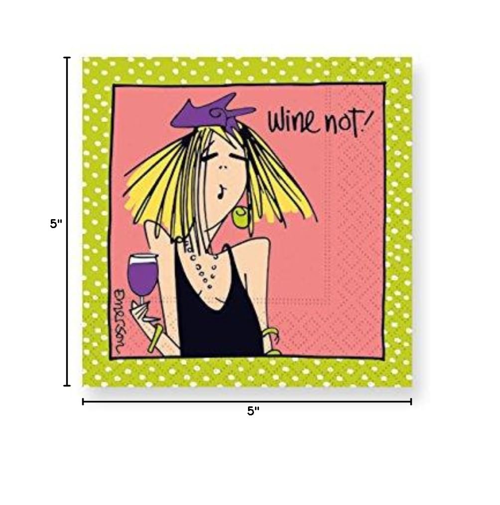 Wine Not Cocktail Napkins - Colorful Paper Drink Napkins for Parties, Weddings & Bar Use - Set of 50 Premium Cocktail Napkins for Wine Tasting, Happy Hour & Entertaining