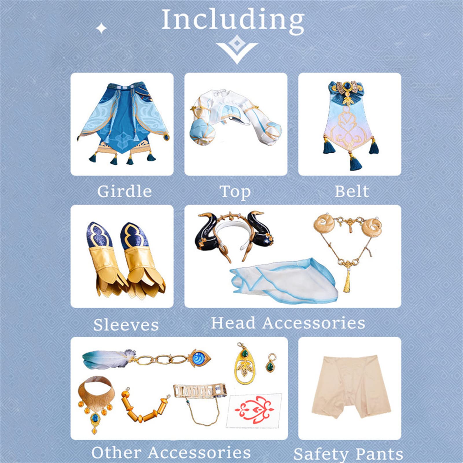 Genshin Impact Nilou Cosplay Costume - Sumeru Dancing Dress & Fancy Top Skirt Set for Women & Girls | Halloween, Anime Conventions, Cosplay Events & Themed Parties