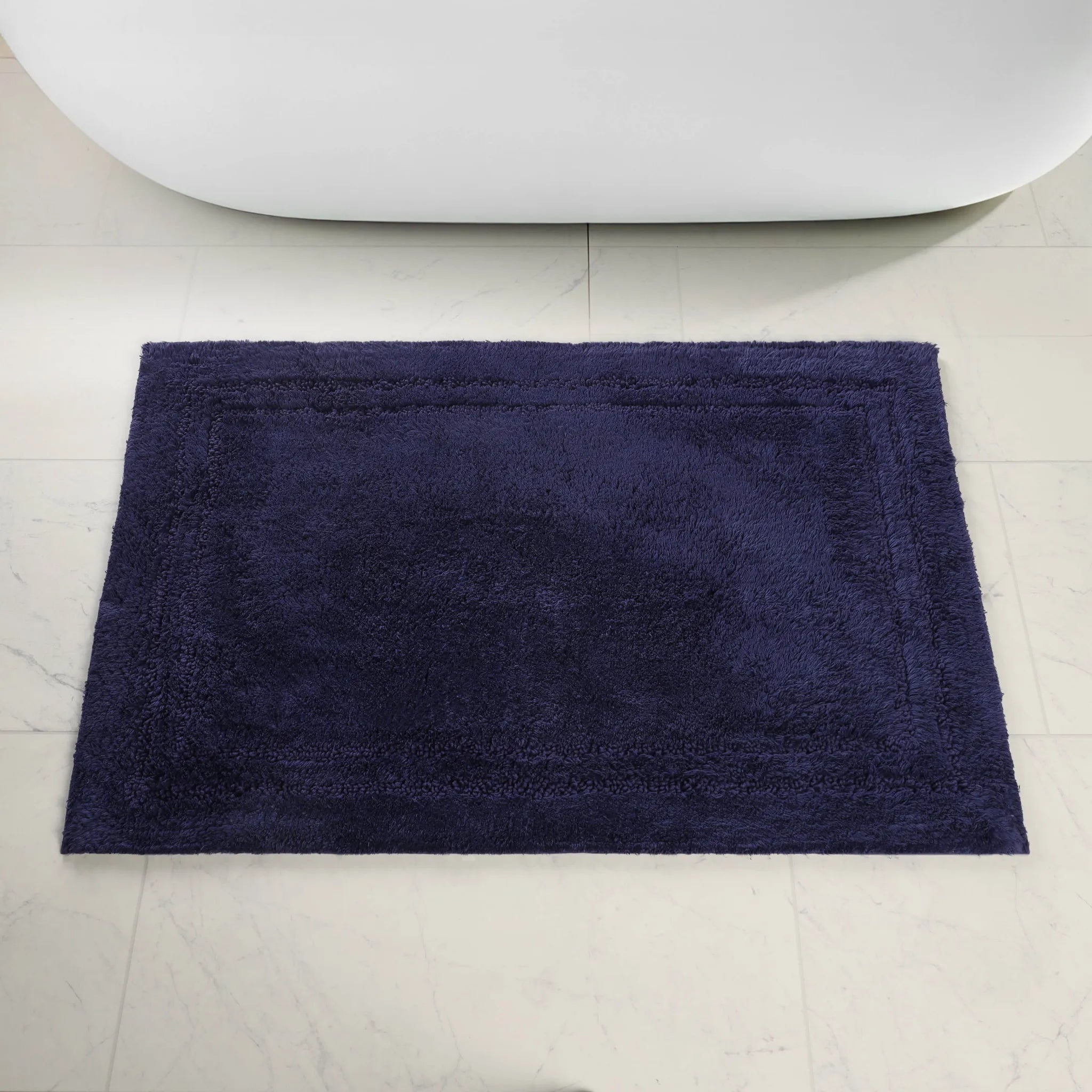 Non-Slip Cotton Bathroom Rug Set - 2 Piece Washable Absorbent Bath Mat with Anti-Skid Backing for Bathroom, Shower & Vanity Area