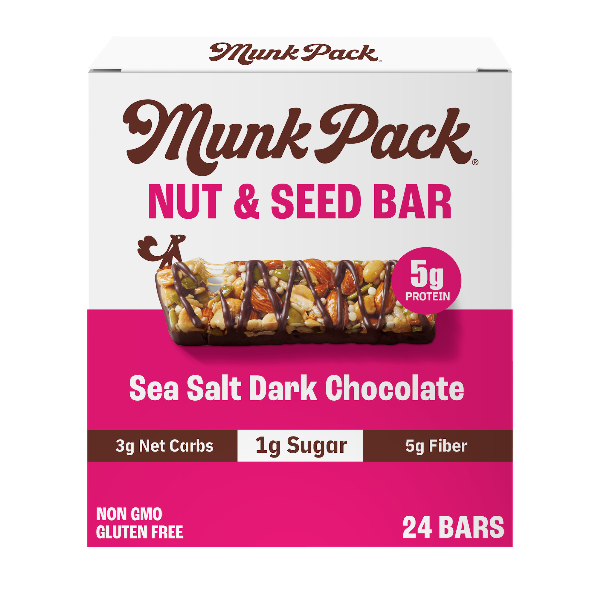 Organic Salted Dark Chocolate Nut & Seed Bar - Gluten Free, Vegan, Non-GMO - 24 Count Pack - Perfect for Snacking, Hiking & Healthy On-the-Go Energy