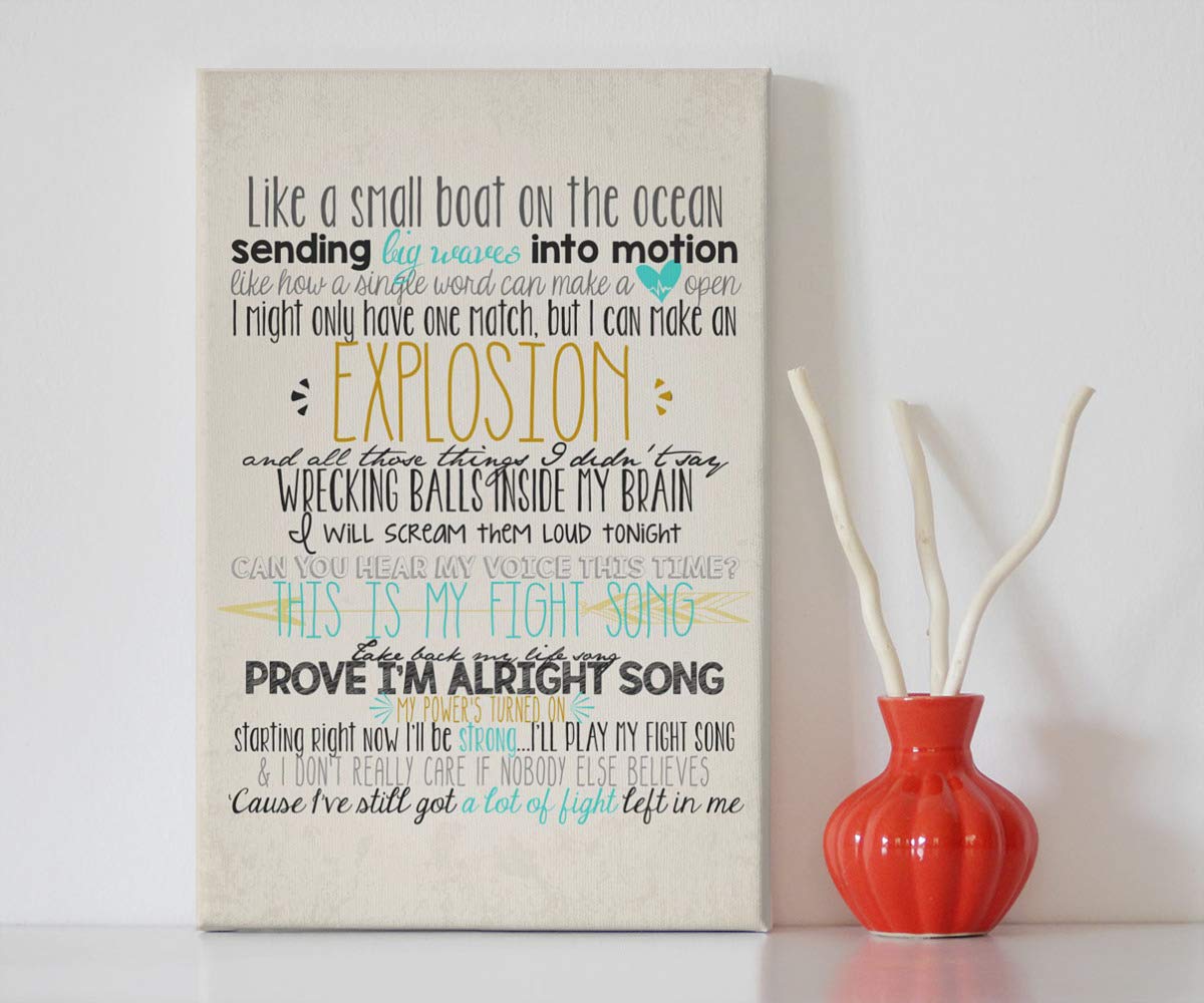 Fight Song Lyrics Canvas Print - 16x24