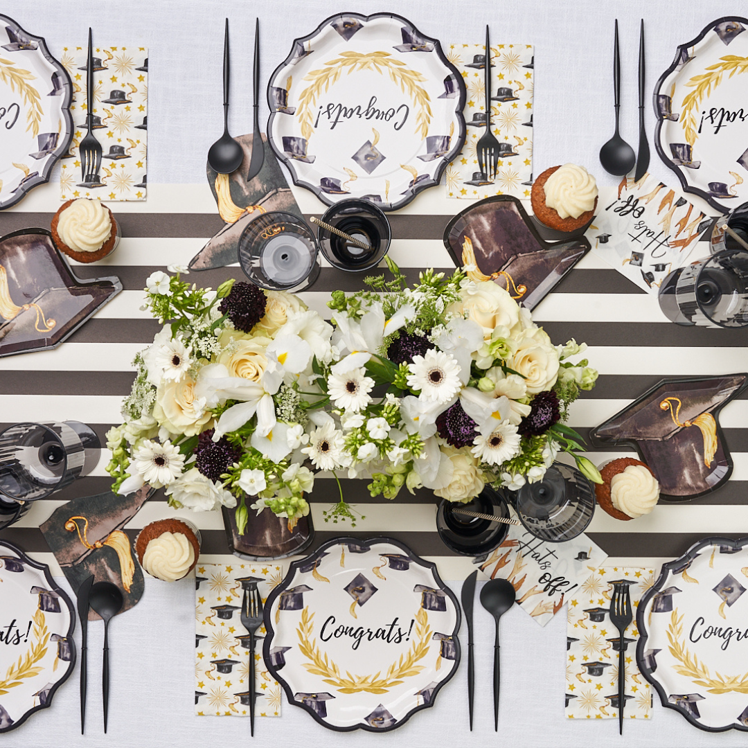 Elegant Graduation Table Decor - Complete Party Table Setting Kit for Graduation Ceremonies & Celebrations - Perfect for Graduation Parties, Banquets, and School Events