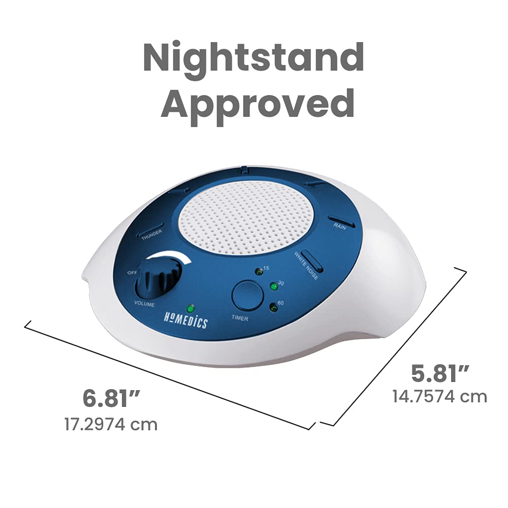 Homedics White Noise Sound Machine - Portable Sleep Therapy Device with 6 Soothing Nature Sounds, Auto-Off Timer | Perfect for Baby Nursery, Office Relaxation & Meditation (Blue & Gold)