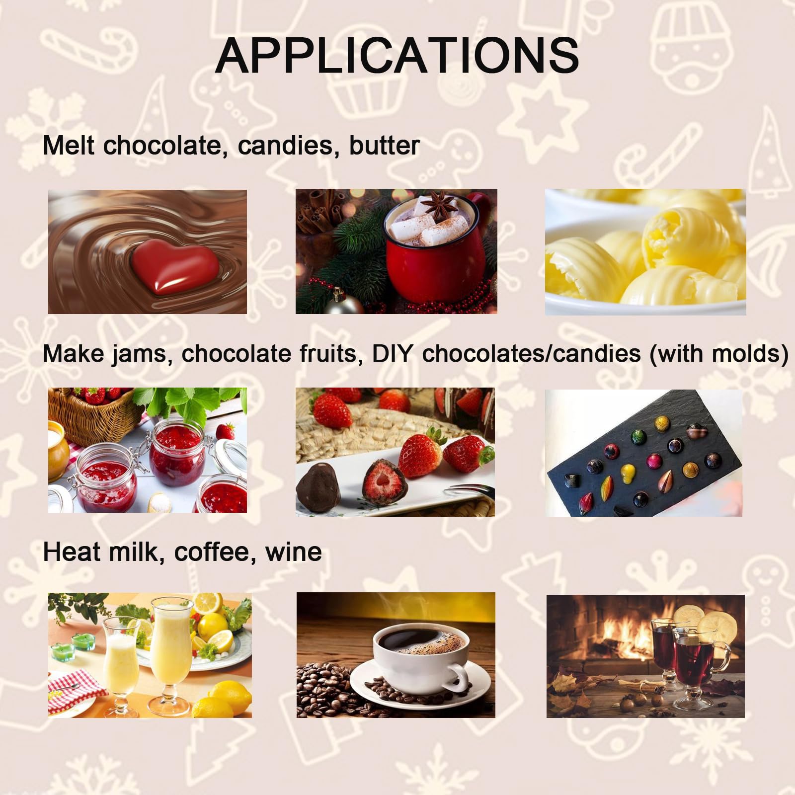 INTSUPERMAI 2-Pot Electric Chocolate Melter & Fondue Warmer - 110V 60Hz for Melting Chocolate, Candy, Butter, Cheese & Caramel - Perfect for Parties, Dessert Making & DIY Treats at Home