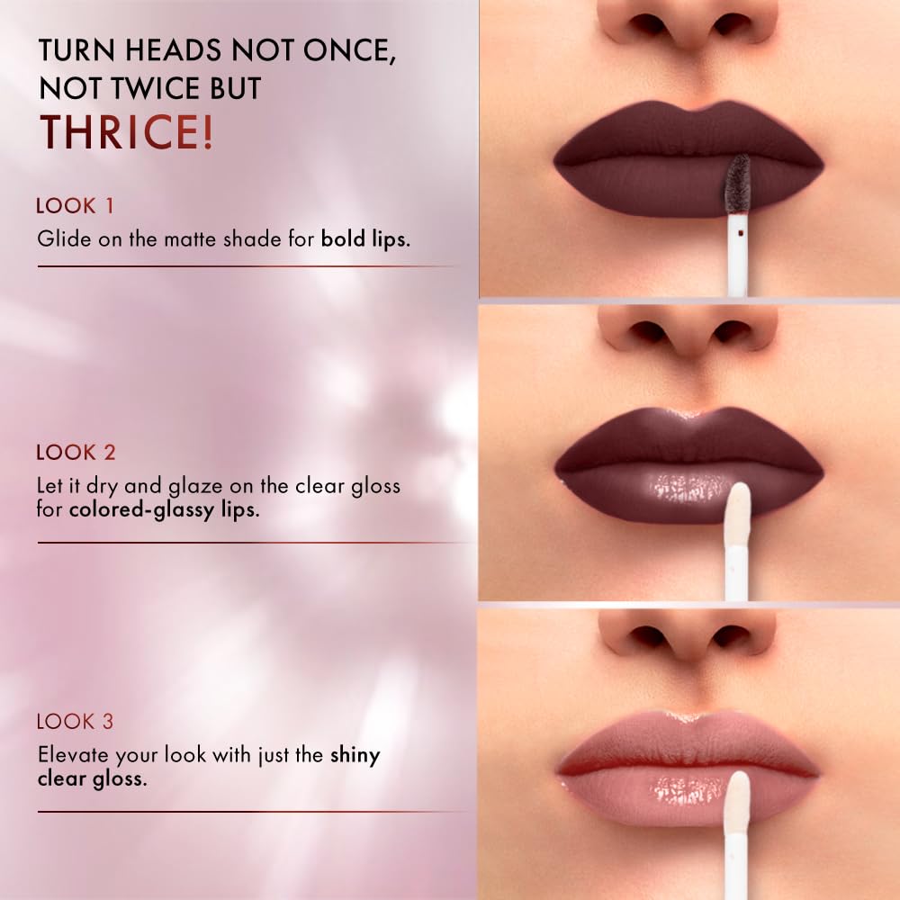 LAKMÉ 9 To 5 Matte To Glass Liquid Lipstick - Long Lasting Matte & Glossy Finish Lip Color for Day to Night Wear | Perfect for Office, Party & Special Occasions