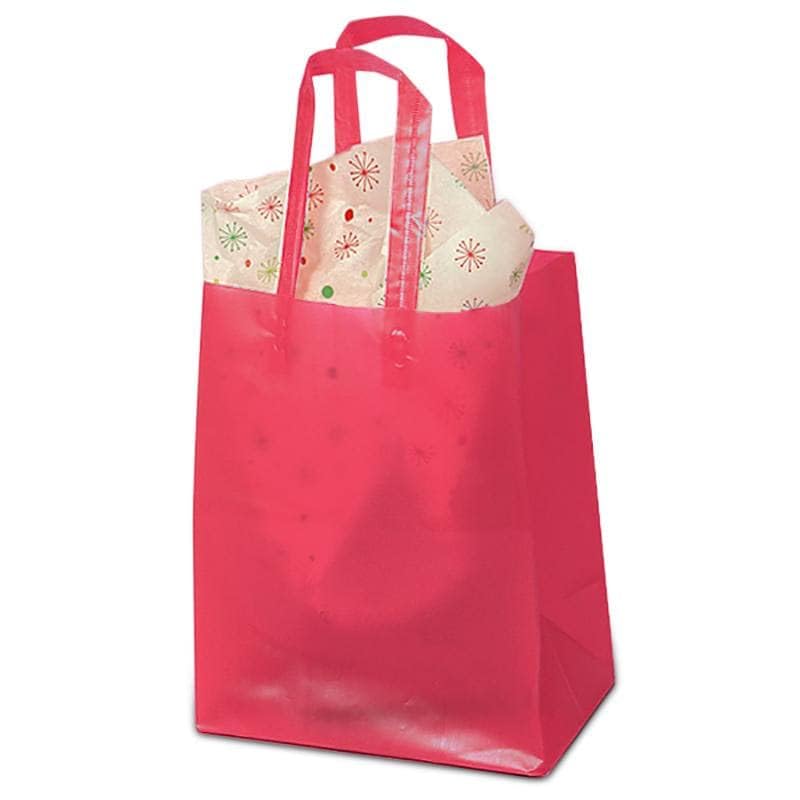 Hot Pink Frosted Handle Bags 250 Pack - 5