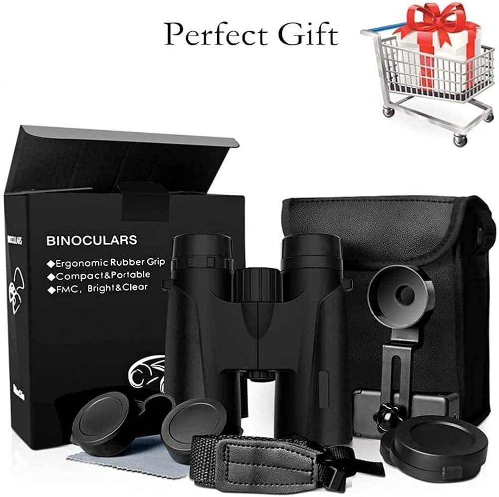 12x42 Compact Binoculars for Adults - BAK4 FMC Lens, Lightweight & Portable with Carrying Bag - Perfect for Bird Watching, Hunting, Travel, Adventure & Concerts - Ideal Gift for Outdoor Enthusiasts
