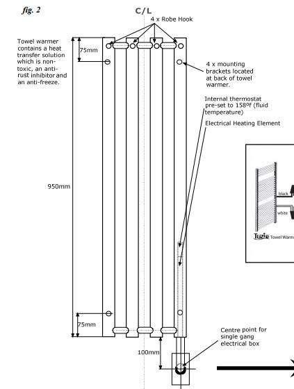 Tuzio Rosendal Hardwired or Plug-In Towel Warmer - 16.5