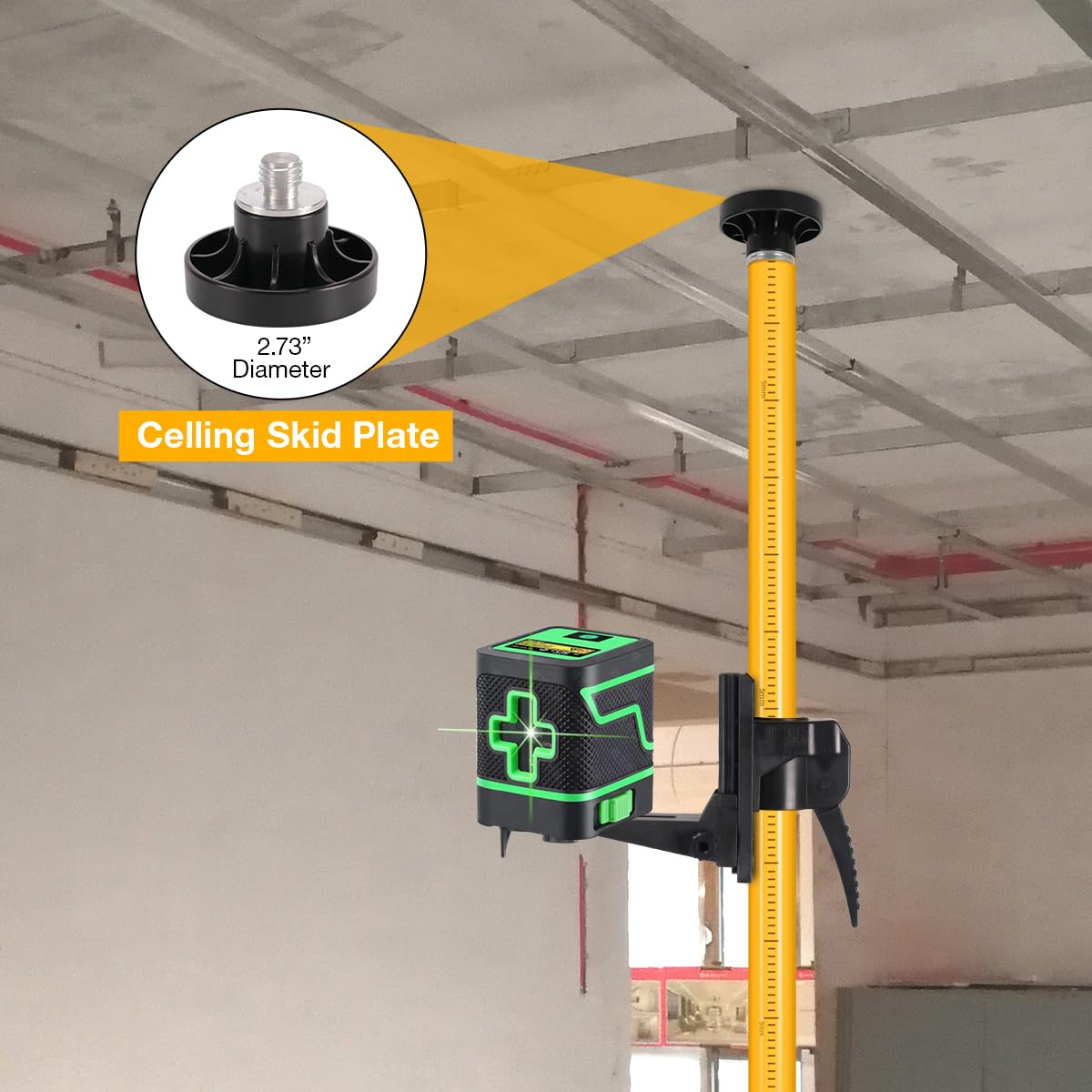 12 Ft./3.7M Telescoping Laser Level Pole with Tripod - 1/4