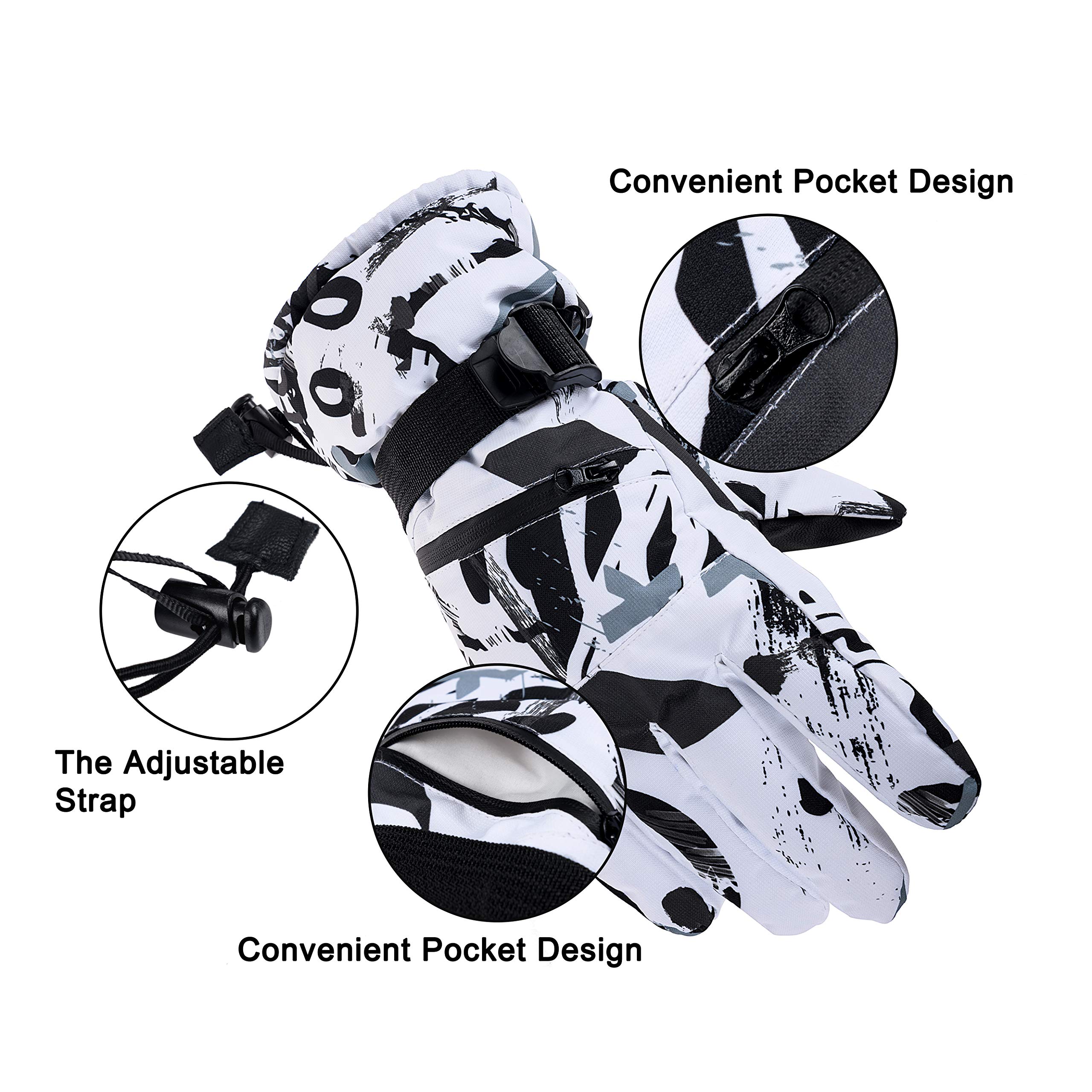 Waterproof Touchscreen Ski Gloves for Men & Women - Winter Snow Gloves for Hiking, Skiing & Motorcycle Riding - Warm Cold Weather Gloves for Outdoor Activities