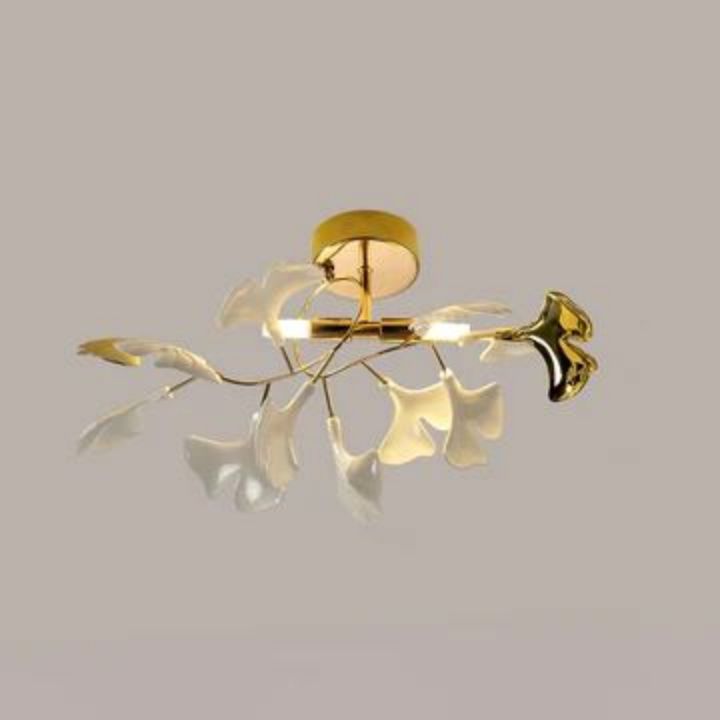 Modern Gingko Leaf Ceiling Light Fixture - LED Chandelier with Nature-Inspired Design for Living Room, Bedroom, or Dining Room - Perfect for Home Decor and Ambient Lighting