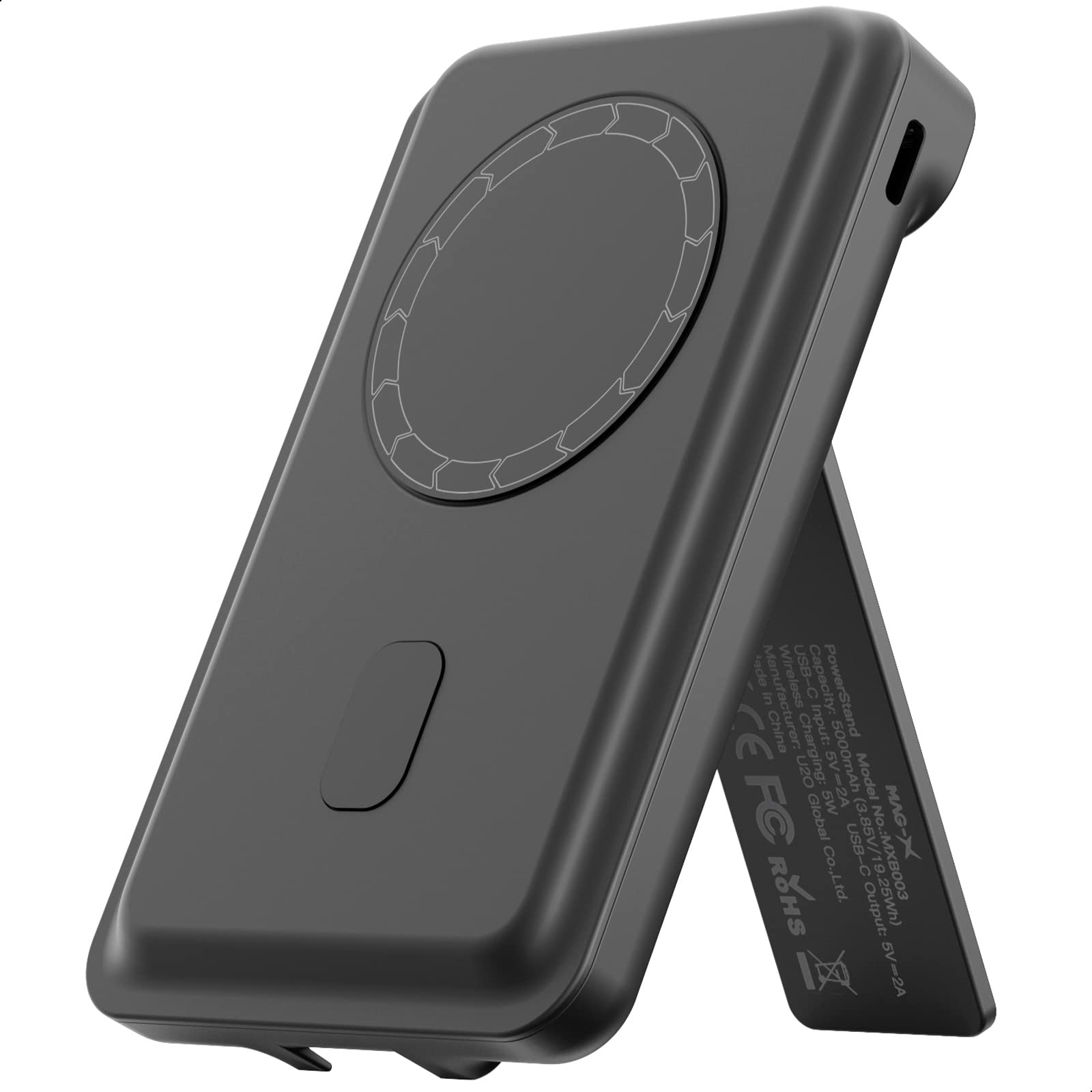 iWALK MAG-X 5000mAh Magnetic Wireless Power Bank with Stand | Portable Charger with USB-C & LED Display | Ergonomic Grip Design | Compatible with iPhone 14/13/12 Series | Perfect for Travel, Work & Outdoor Adventures