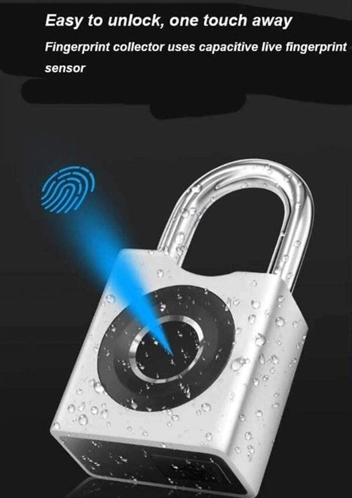 Fingerprint Padlock - Biometric Keyless Smart Lock with USB Charging, Weatherproof & Durable for Outdoor Use - Ideal for Gym Lockers, Gates, Luggage, Backpacks & Bikes (White) - Secure Your Valuables Anywhere
