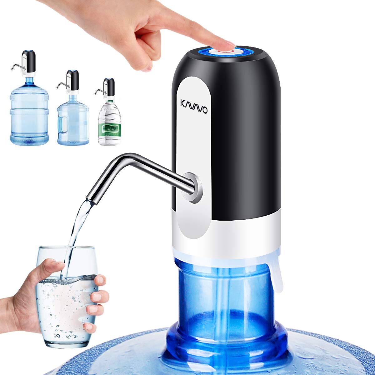 **USB Rechargeable Electric Water Bottle Pump with 2 Free Adapters & Hose - Portable Automatic Water Dispenser for Home, Office, Travel & Camping**