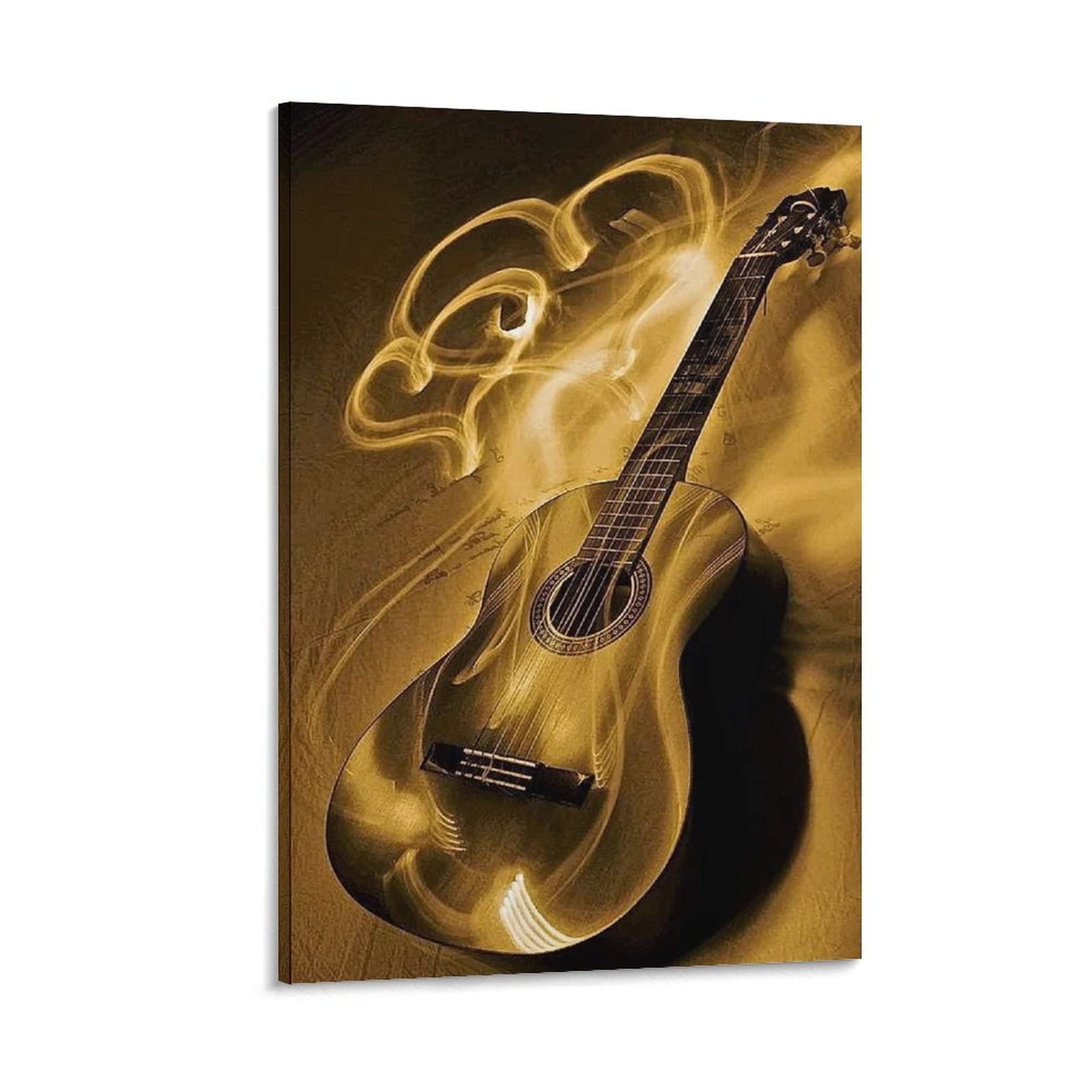 Guitar Art Poster - Aesthetic Music Wall Decor for Bedroom & Living Room - 16x24 Inch (40x60cm) Framed Canvas Painting - Perfect for Musicians' Home Decor & Gift Ideas