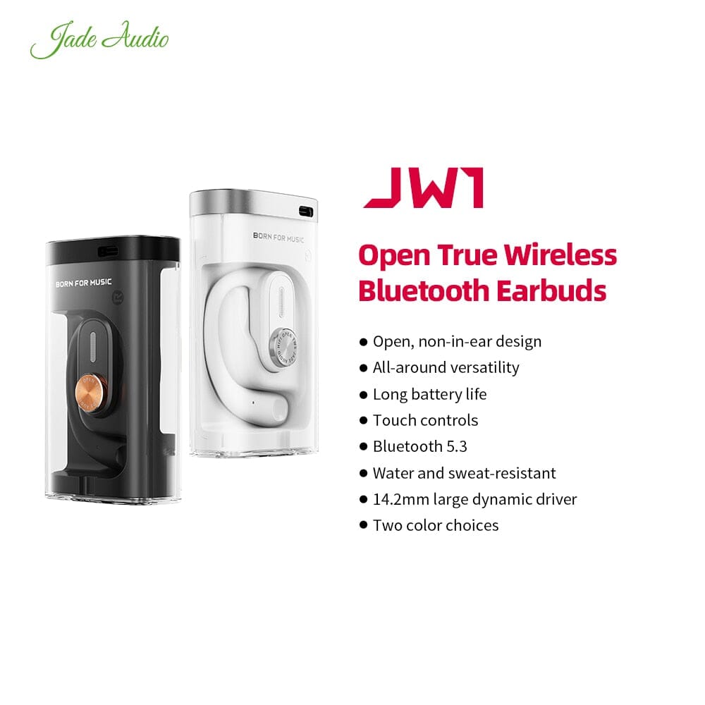 FiiO JadeAudio JW1 14.2mm Large Dynamic Driver Open-Ear True Wireless Bluetooth Earbuds - Perfect for Running, Workouts & Outdoor Activities