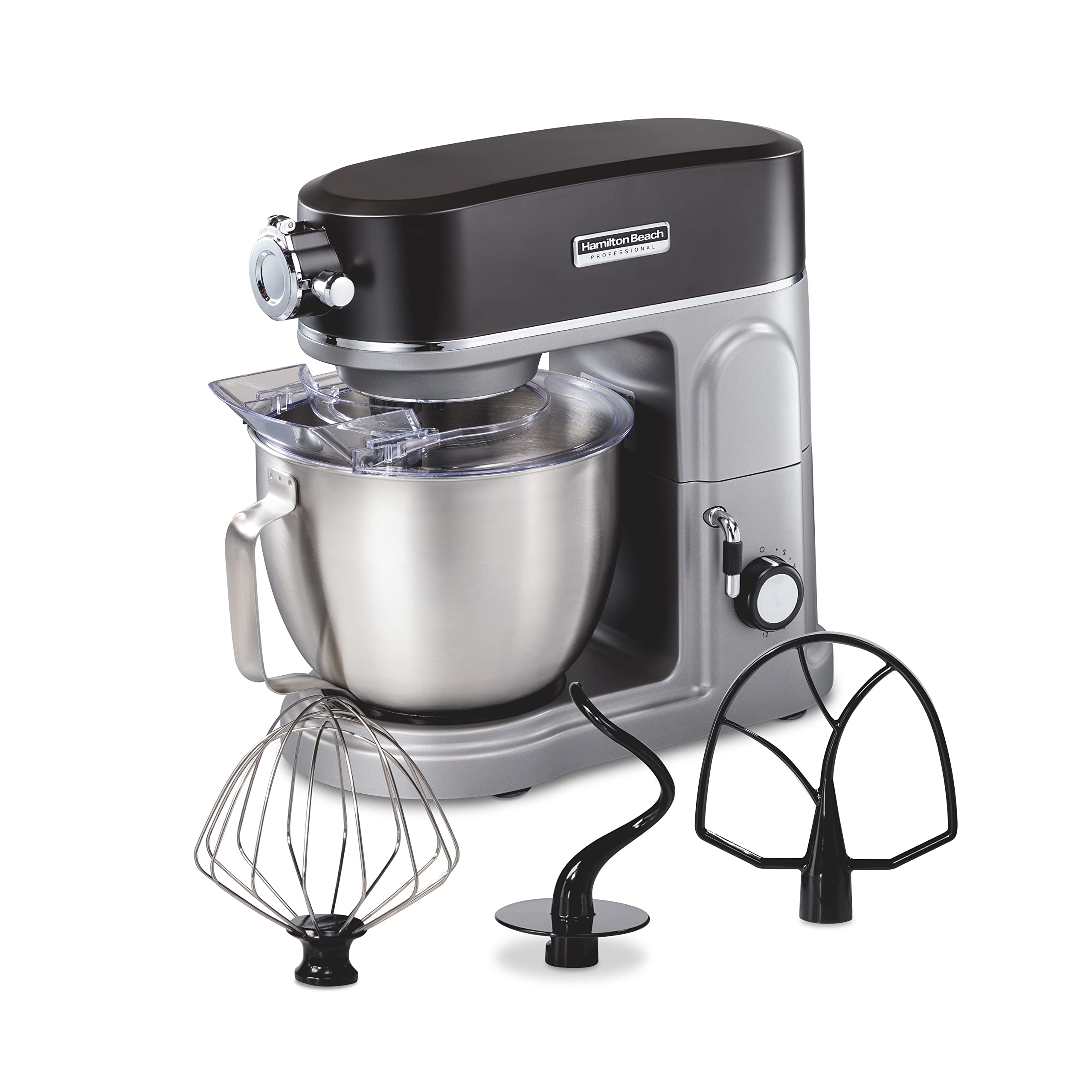 Hamilton Beach Professional 5 Quart All-Metal Stand Mixer - 12 Speed Settings with Flat Beater, Dough Hook & Whisk - Heavy Duty Kitchen Mixer for Baking Bread, Cakes & Cookies - Perfect for Home Bakers & Professional Chefs
